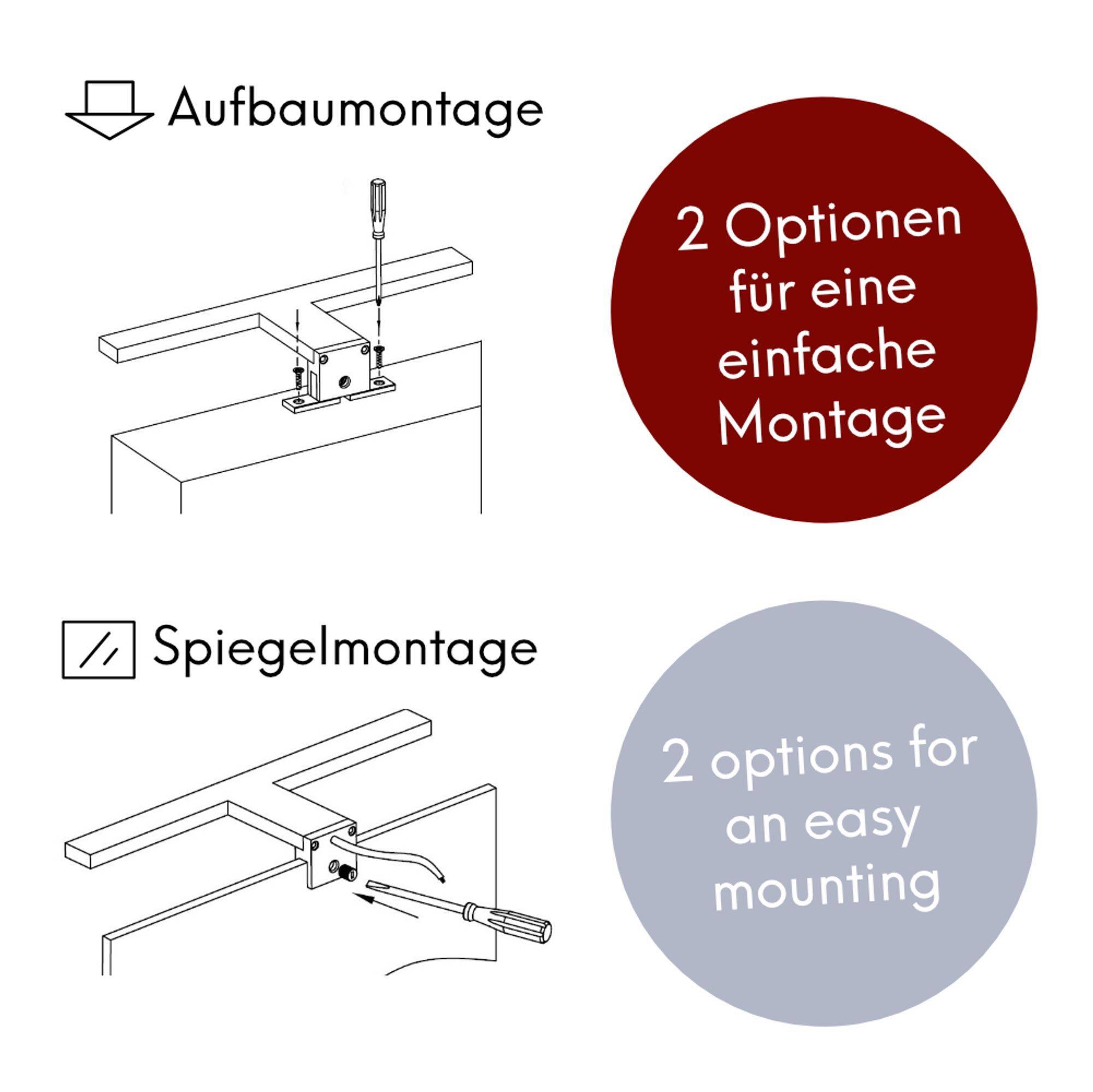 kalb | LED Badleuchte 600mm verchromt Spiegelleuchte 230V warmweiss od. neutralweiss