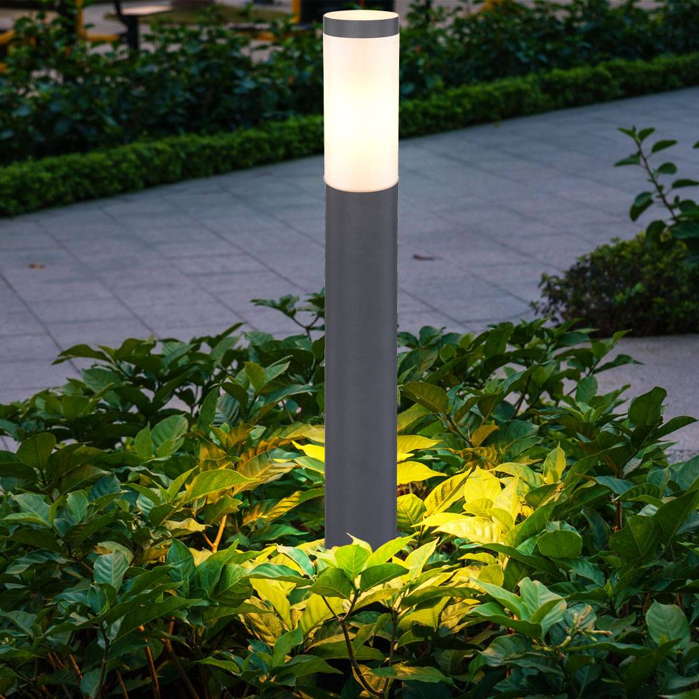 Garten Steh Leuchte ANTHRAZIT Wege Beleuchtung Terrasse Außen Edelstahl Säule Hof Lampe im Set inkl. LED Leuchtmittel