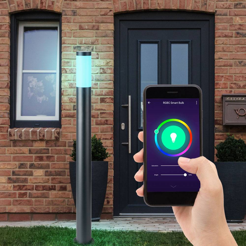 Smart RGB LED Außen Steh Lampe DIMMBAR Sprach App Garten Edelstahl Leuchte steuerbar per Handy