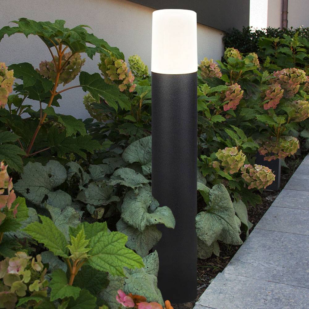 Außenstehlampe dimmbar mit Fernbedienung LED Sockelleuchte Wegelampe schwarz Gartenlampe, RGB Farbwechsel, Aluminium Kunststoff, 3,5W 290lm warmweiß