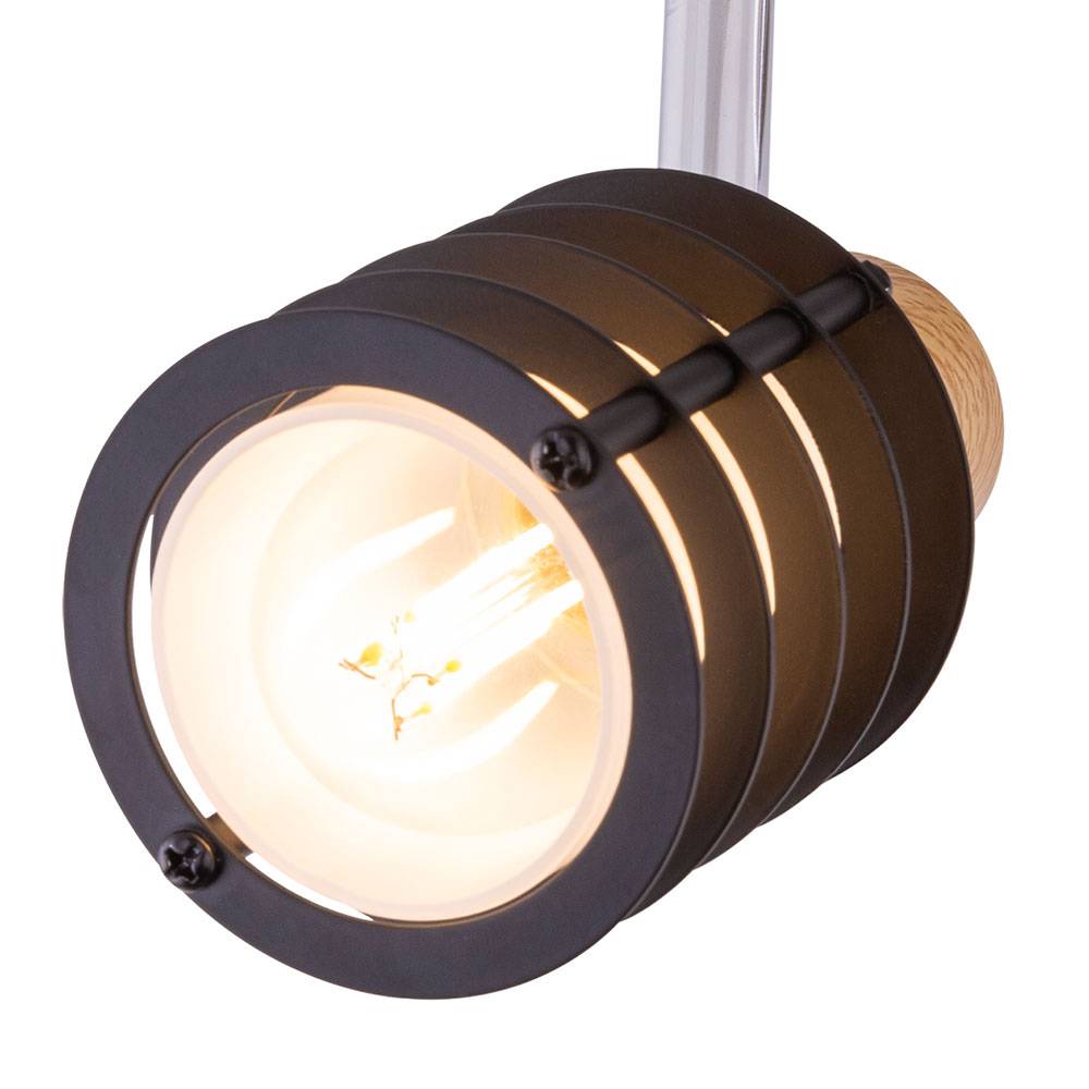 Decken Spot Leiste Lampe Ess Zimmer Chrom Glas Leuchte Holz Strahler verstellbar im Set inkl. LED Leuchtmittel