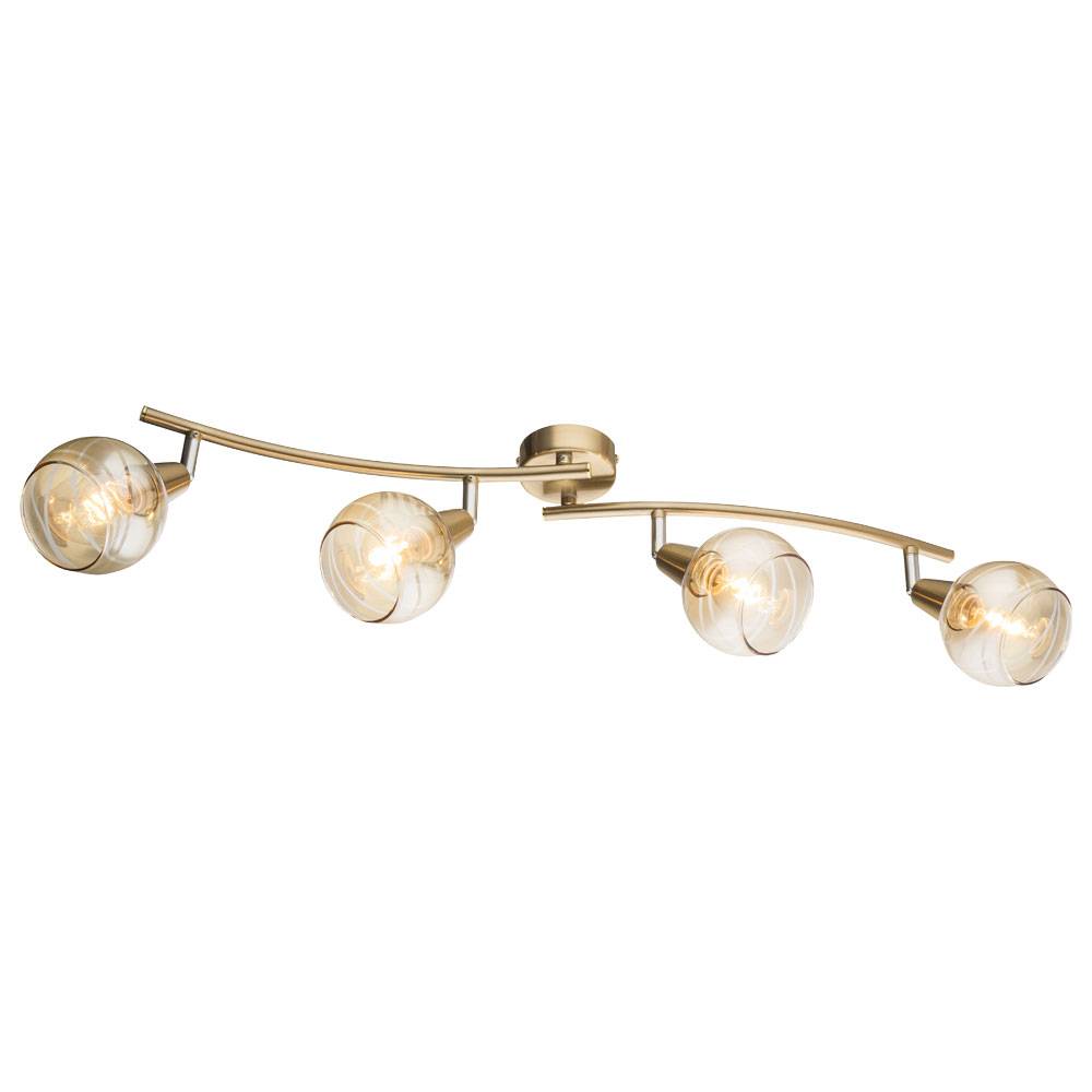 Decken Leuchte Glas Strahler Lampe GOLD Wohn Zimmer Spot Leiste verstellbar im Set inkl. LED Leuchtmittel