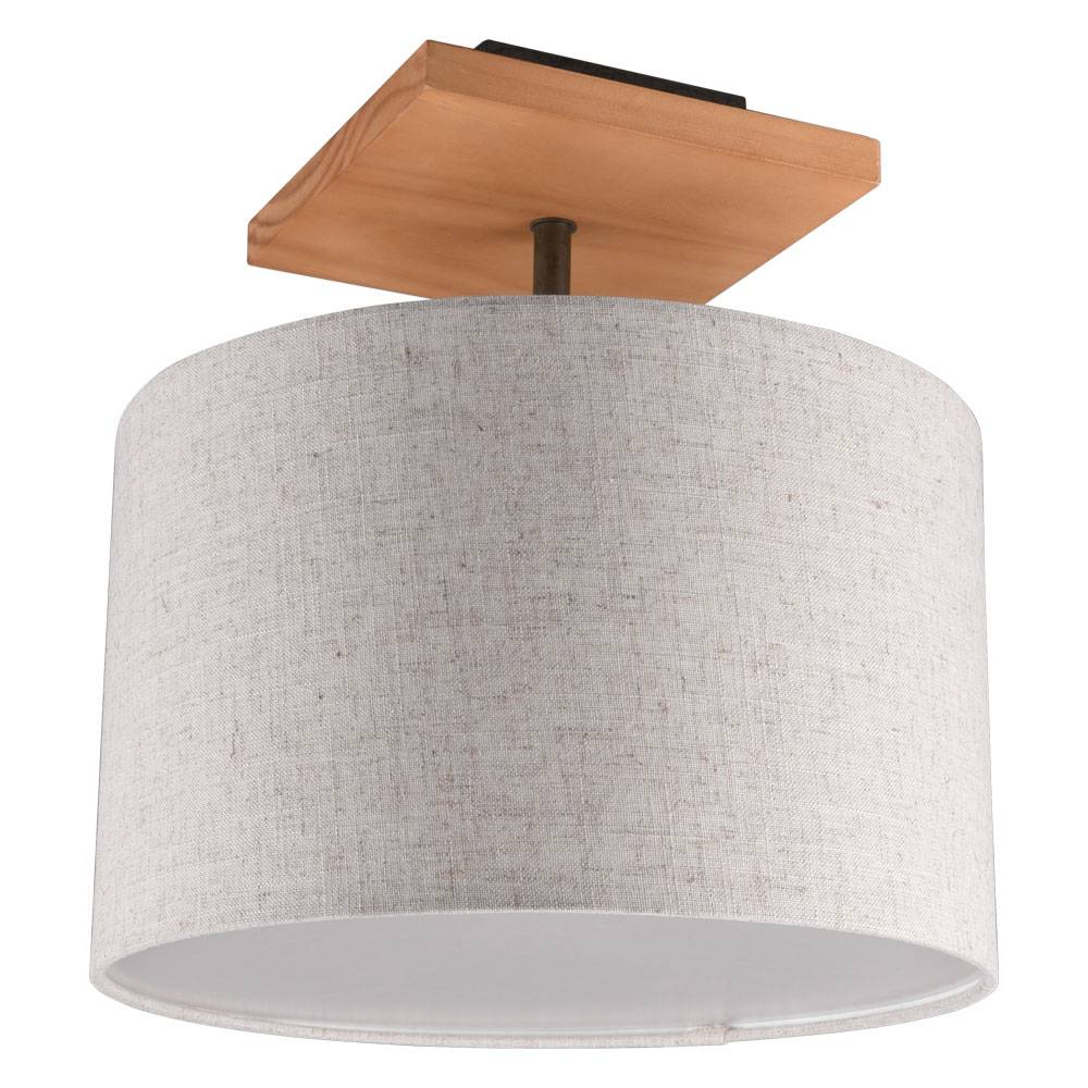 Deckenleuchte Wohnzimmerleuchte Holz Deckenlampe Schlafzimmerleuchte, Textil weiß, 1x E27, DxH 35x36 cm
