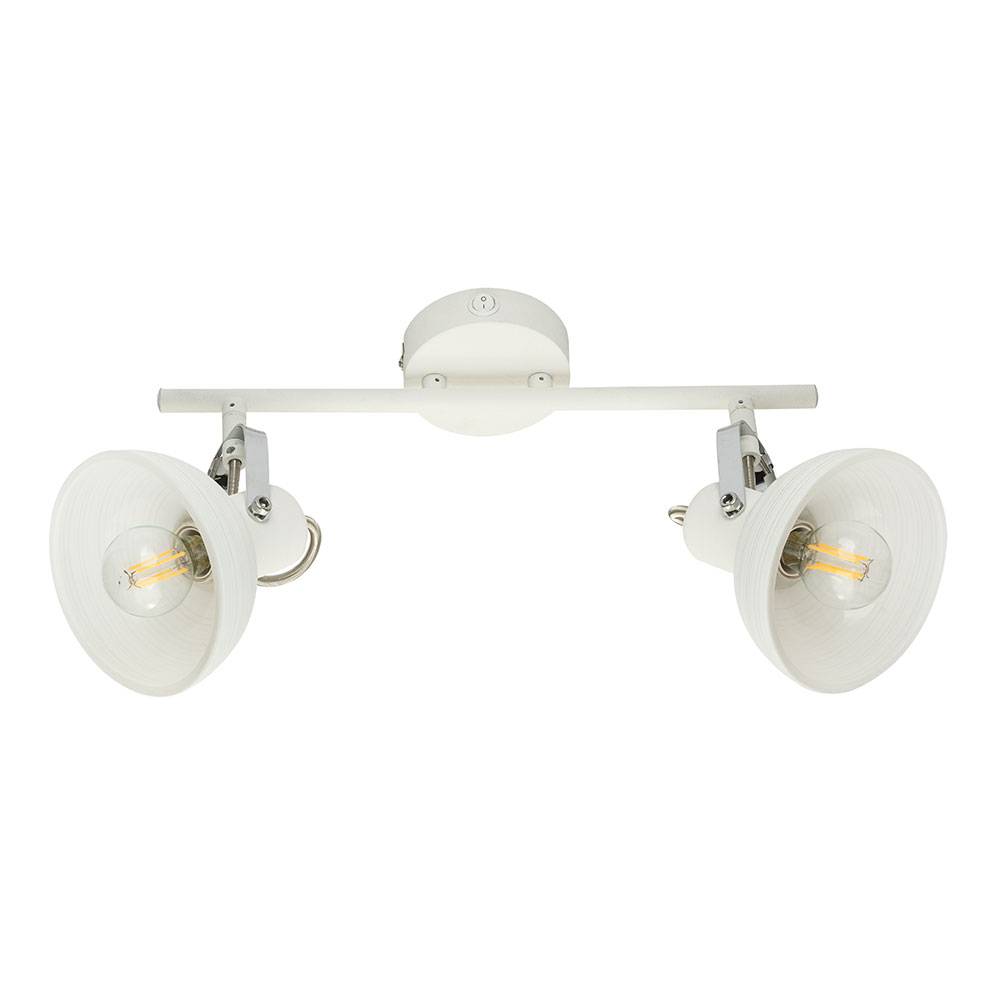 Deckenleuchte schwenkbar Deckenstrahler Glas weiß Deckenlampe Chrom, Schalter, 2x LED 4W 320Lm warmweiß, L 35 cm