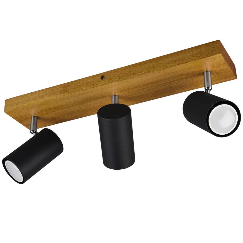 Decken Leuchte Holz Strahler schwenkbar Wohn Ess Schlaf Zimmer Beleuchtung Spot Lampe braun im Set inkl. LED Leuchtmittel