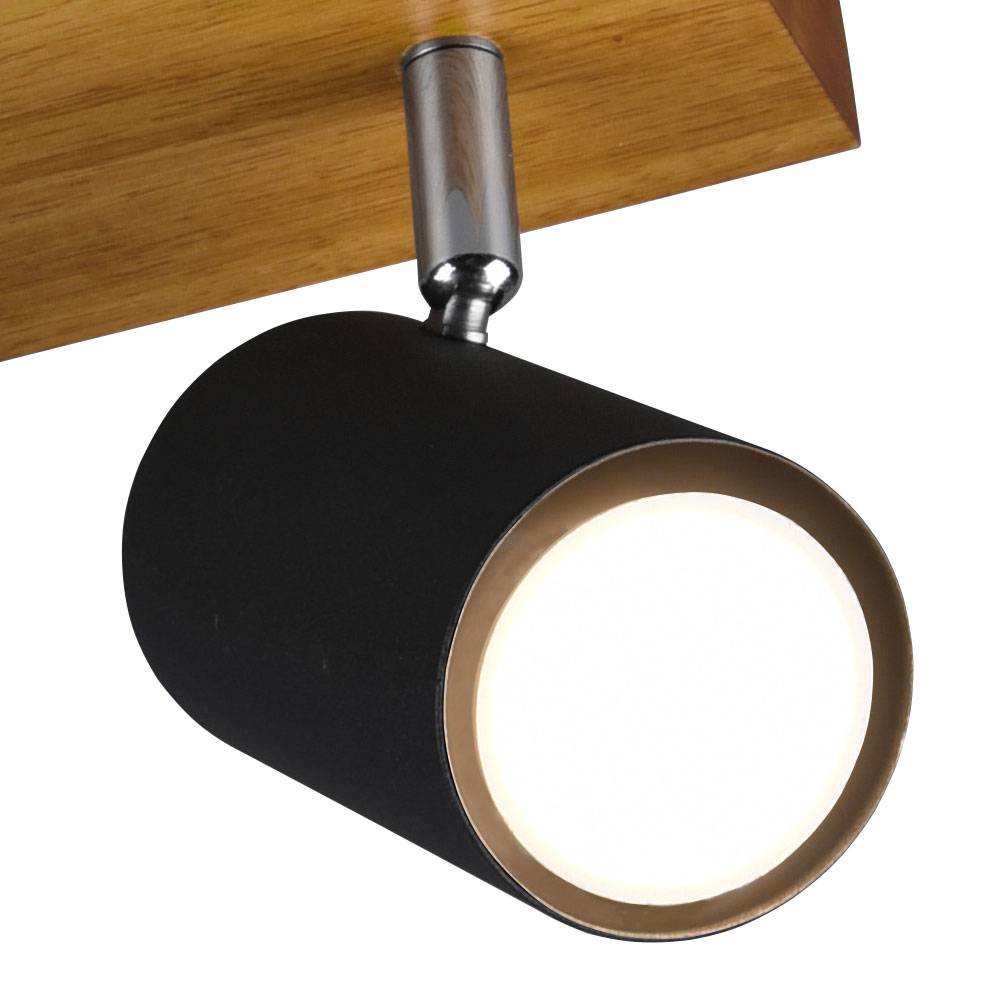 Decken Leuchte Holz Strahler schwenkbar Wohn Ess Schlaf Zimmer Beleuchtung Spot Lampe braun im Set inkl. LED Leuchtmittel