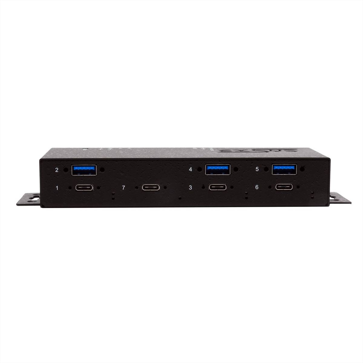EXSYS EX-1237HMVS 7 Port USB 3.2 Gen2 Hub mit 4 x USB-C und 3 x USB-A Anschluss