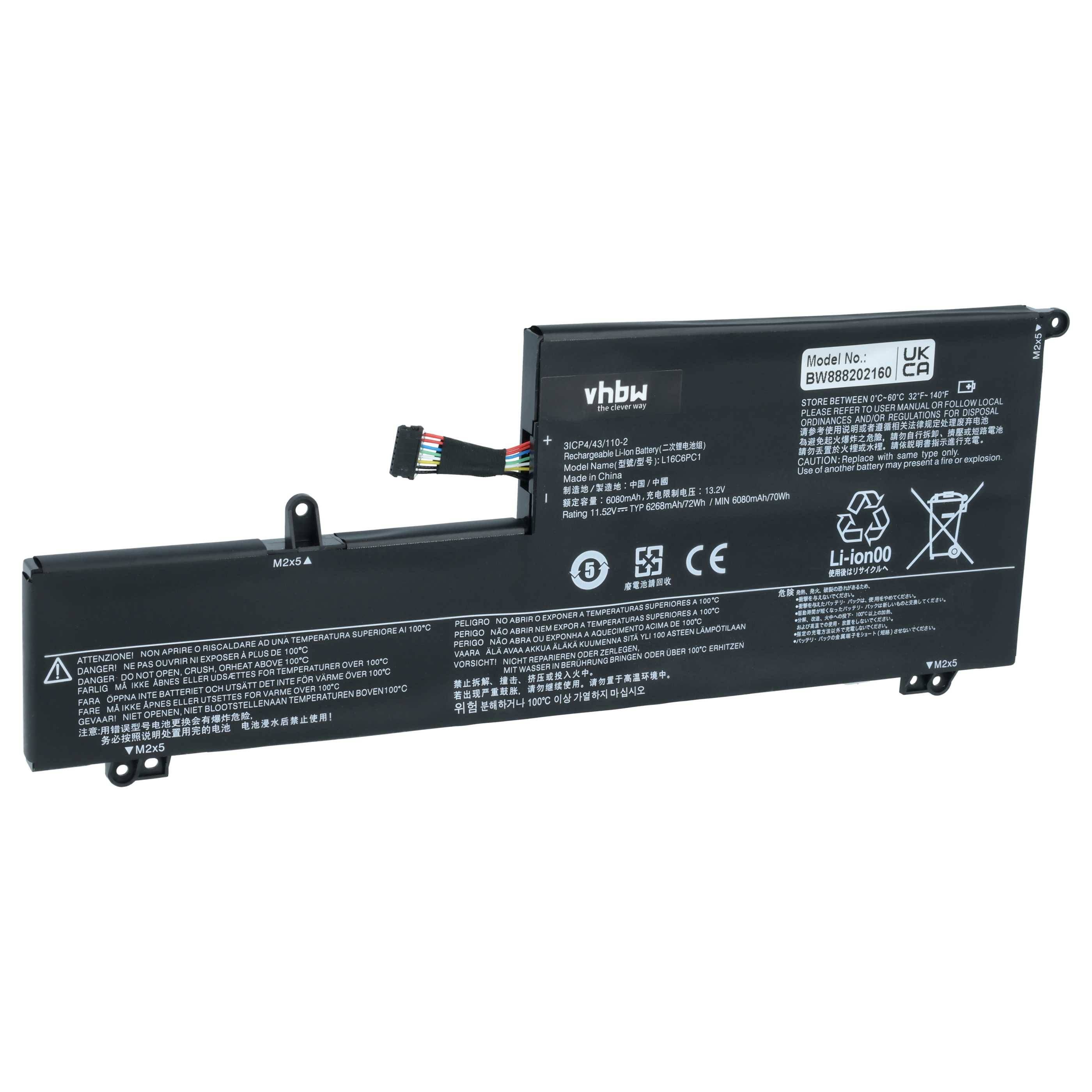 vhbw Akku kompatibel mit Lenovo Yoga 720-15IKB (80X7007CMZ), 720-15IKB (80X70091GE) Notebook (6150 mAh, 11,56 V, Li-Polymer)