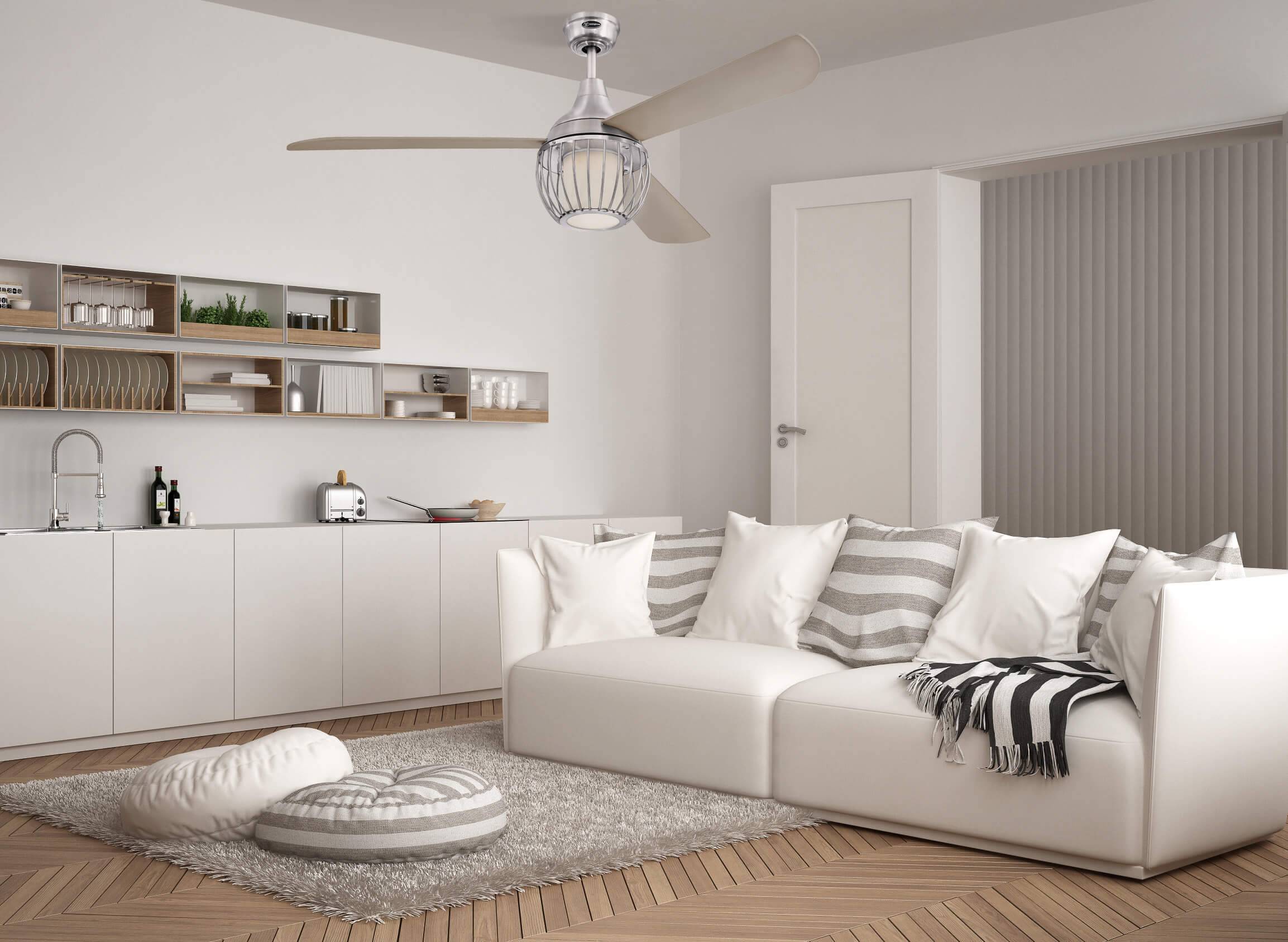 Deckenventilator Graham Nickel 132 cm mit LED Leuchte