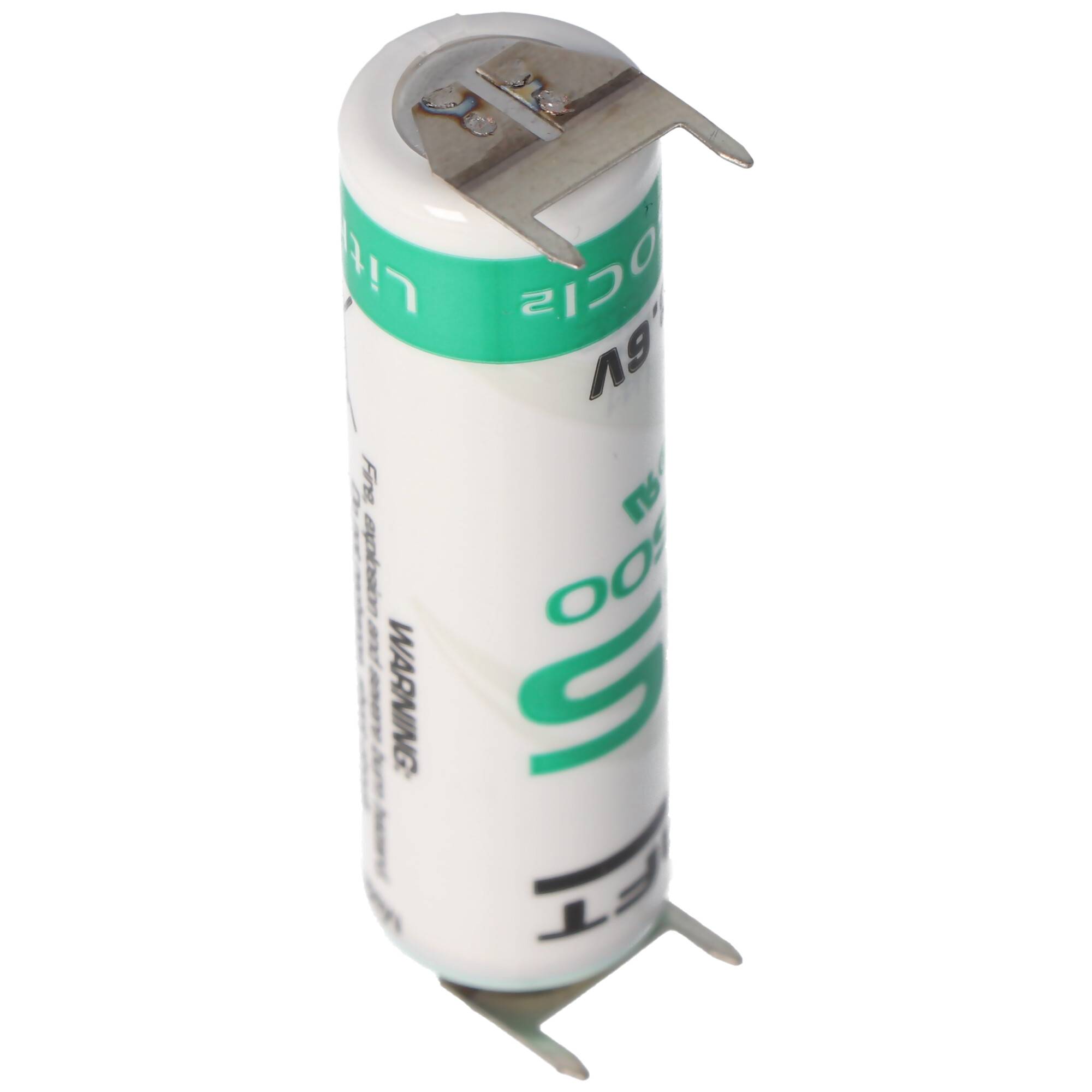 Saft LS14500 AA Lithium Batterie 3,6 Volt mit Printanschluss, LS14500 LiSOCI2 2600mAh 2er Print - / 2er Print +