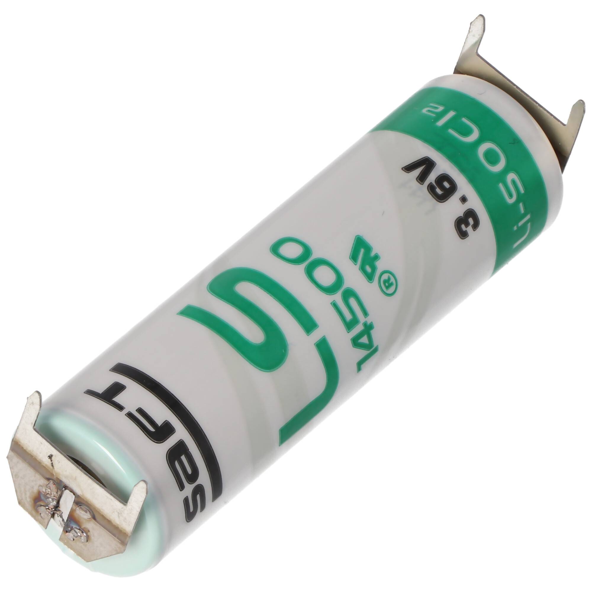 Saft LS14500 AA Lithium Batterie 3,6 Volt mit Printanschluss, LS14500 LiSOCI2 2600mAh 2er Print - / 2er Print +