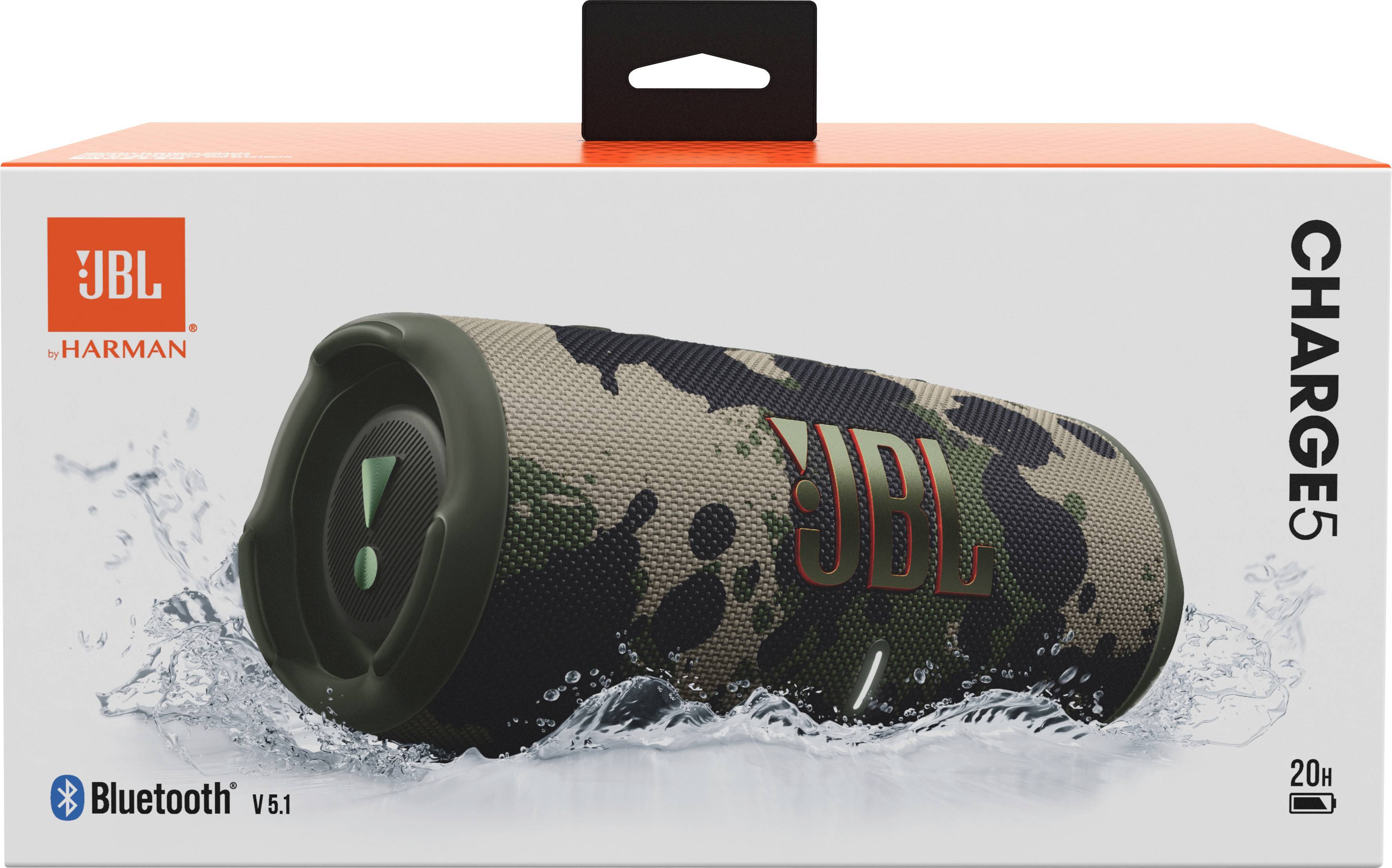 JBL CHARGE 5 Bluetooth® Lautsprecher Outdoor, Wasserfest, USB Camouflage