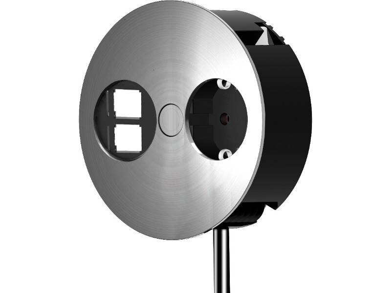 Bachmann Twist 1S 2P 1x Steckdose, 2x Keystone, Edelstahl (931.022)