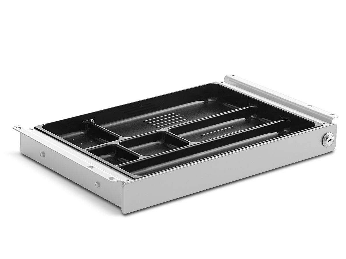 TecLines TUS017A ausziehbare Unterbau Schublade M inkl. Schloss, Aluminium