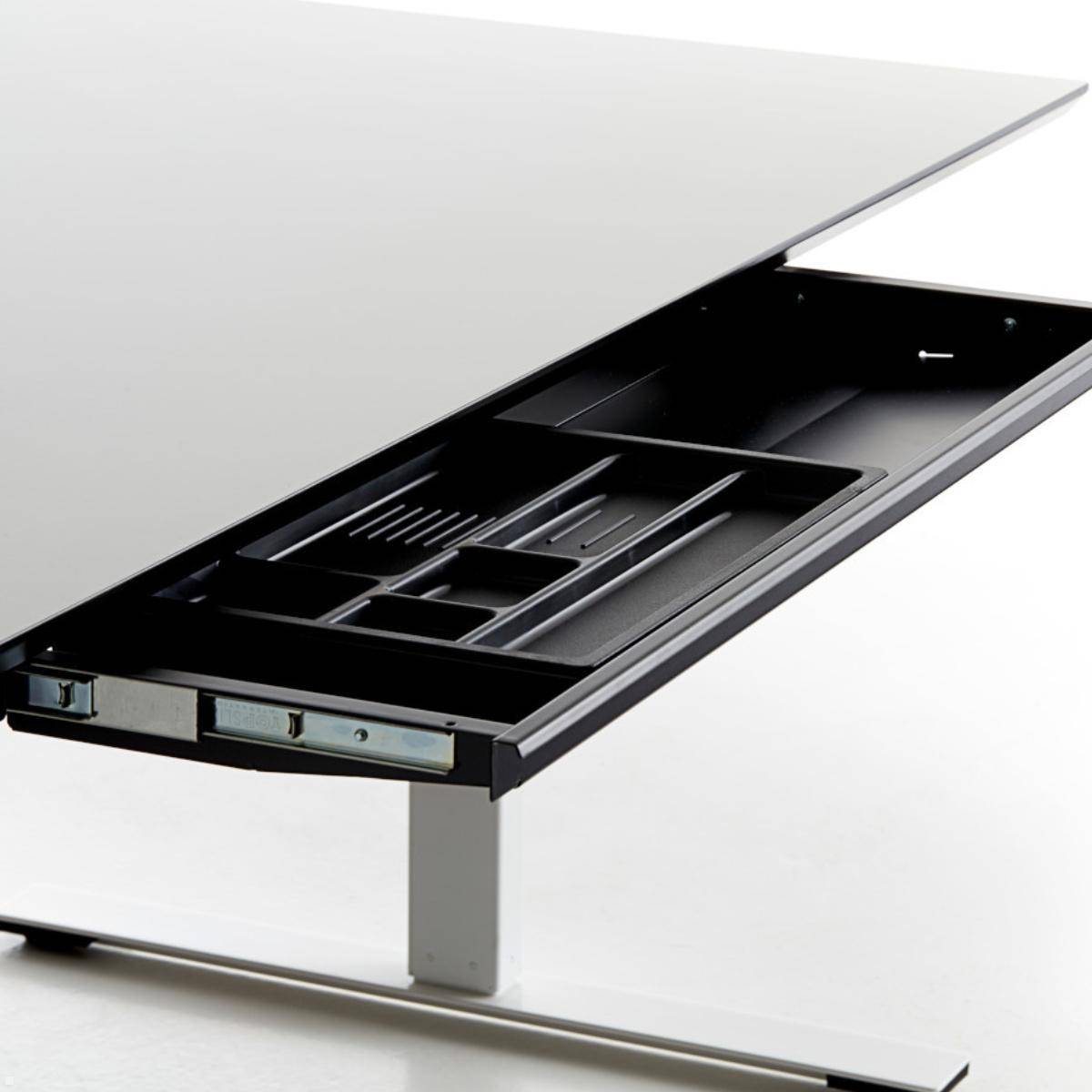 TecLines TUS001A Untertisch Schublade mit Kunststoffeinsatz L, silber