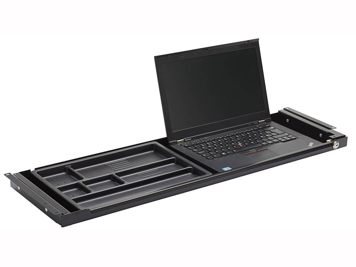 TecLines TUS002B Untertisch Schublade mit Kunststoffeinsatz L inkl. Schloss, sch...