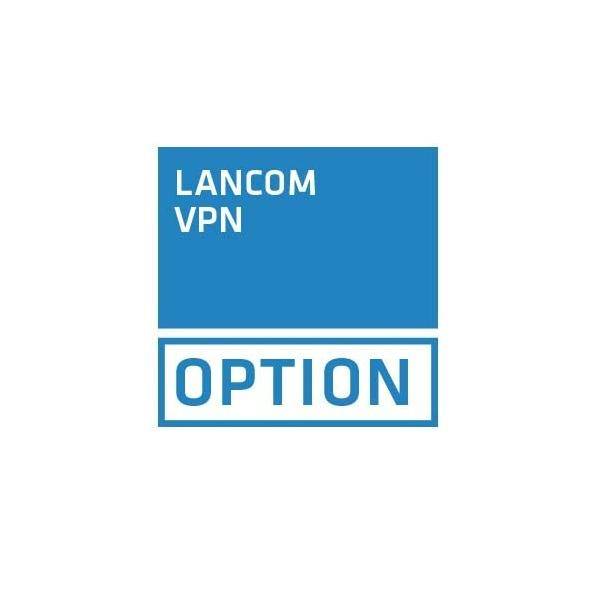 Blaues Quadratlogo mit weißem Text, oben steht 'LANCOM VPN' und unten in einem Rahmen 'OPTION'.
