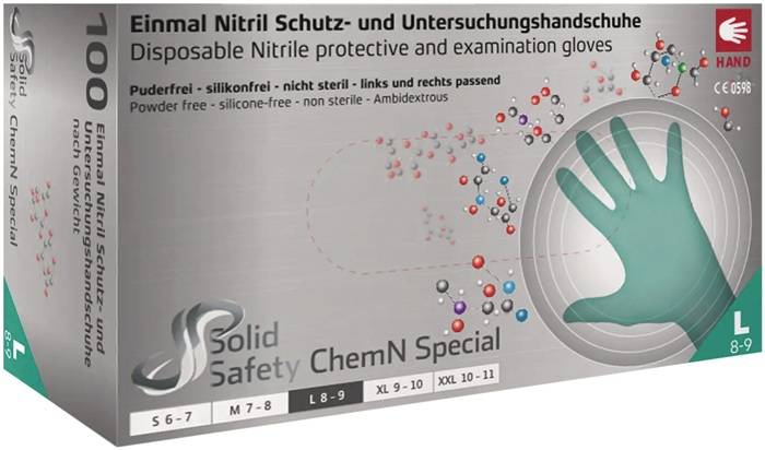 Einweghandschuh SolidSafety ChemN Special Gr.XL grün Nitril PSA III