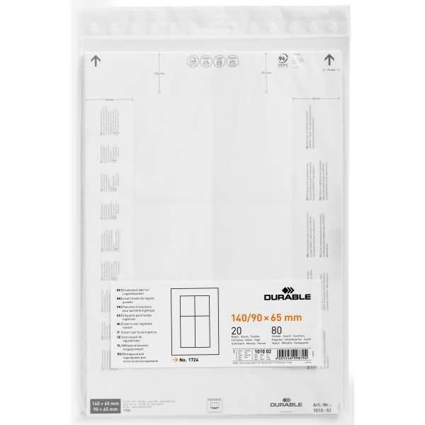 Einsteckschild für Logistiktasche 140/90x65mm weiß Beutel VE=80 Stück