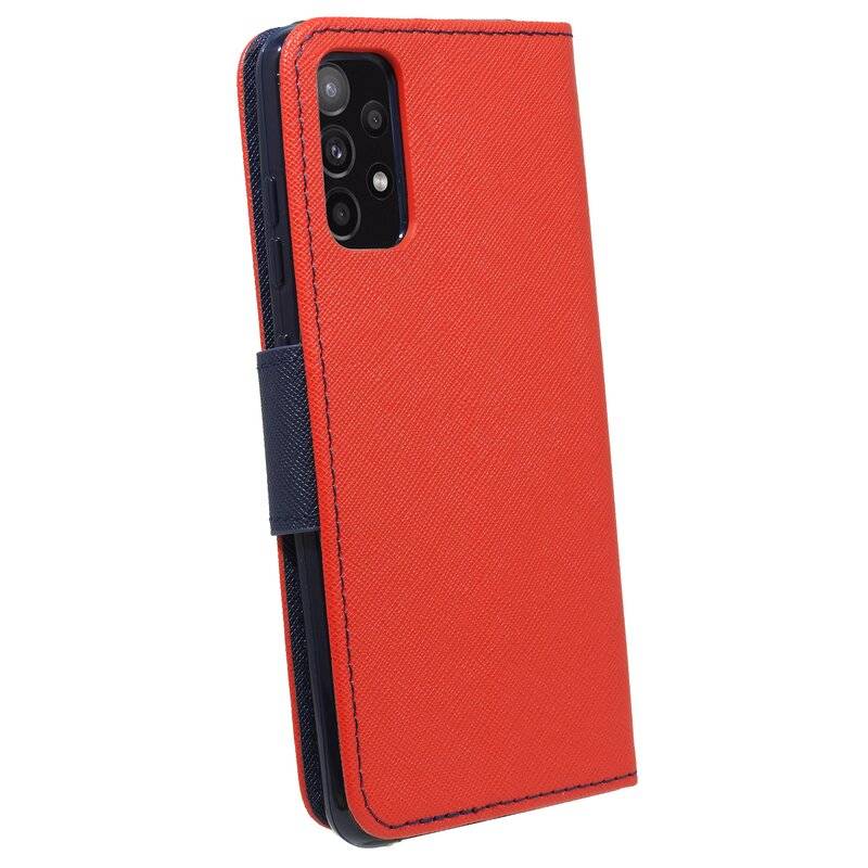 Buch Tasche "Fancy" für SAMSUNG GALAXY A52 (A525F) Handy Hülle Etui Schutzhülle mit Standfunktion, Kartenfach Rot-Blau