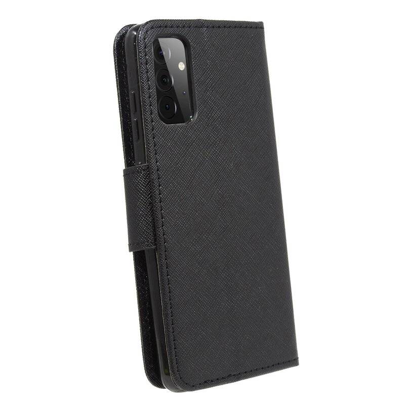 Buch Tasche "Fancy" für SAMSUNG GALAXY A72 (A725F) Handy Hülle Etui Schutzhülle mit Standfunktion, Kartenfach Schwarz