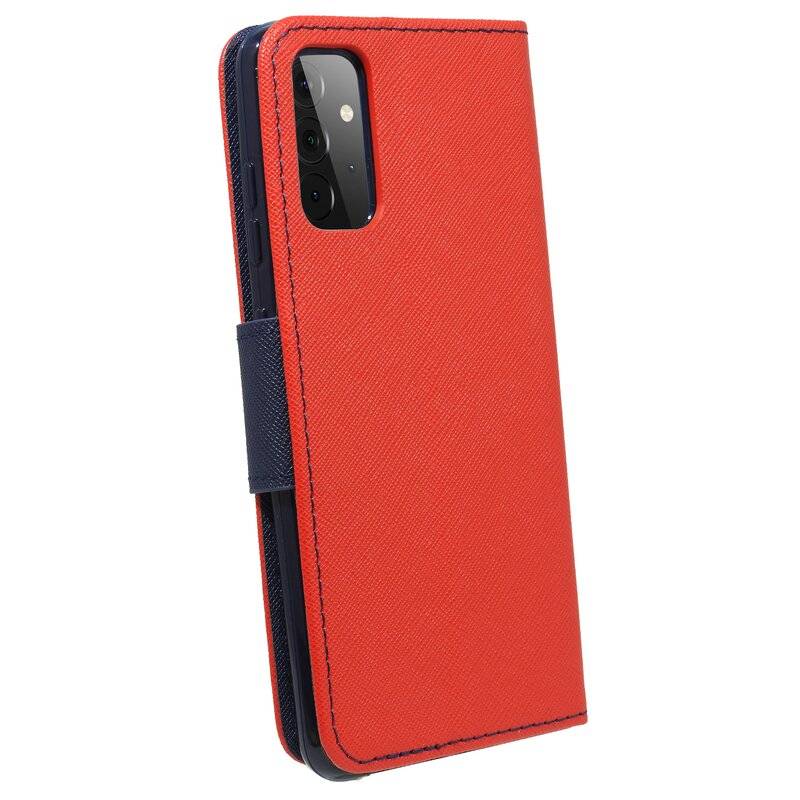 Buch Tasche "Fancy" für SAMSUNG GALAXY A72 (A725F) Handy Hülle Etui Schutzhülle mit Standfunktion, Kartenfach Rot-Blau