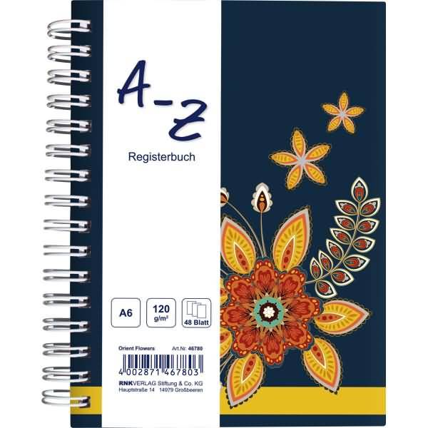 Notizbuch A6 -Orient Flowers- 48 Blatt mit Register