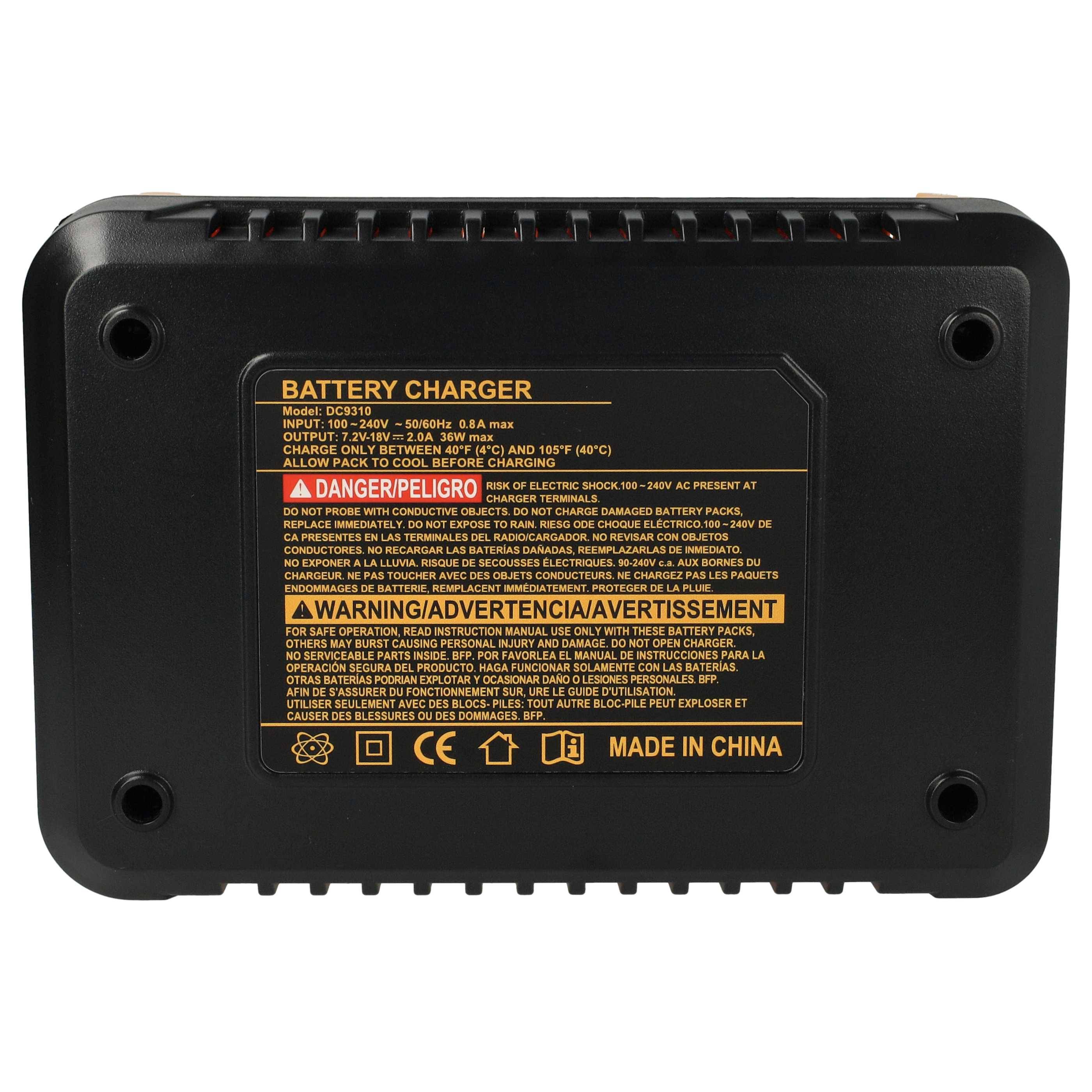 vhbw Ladegerät kompatibel mit Dewalt DC9182, DE9036, DE9037, DE9038 Werkzeug Ni-Cd, NiMH-Akkus