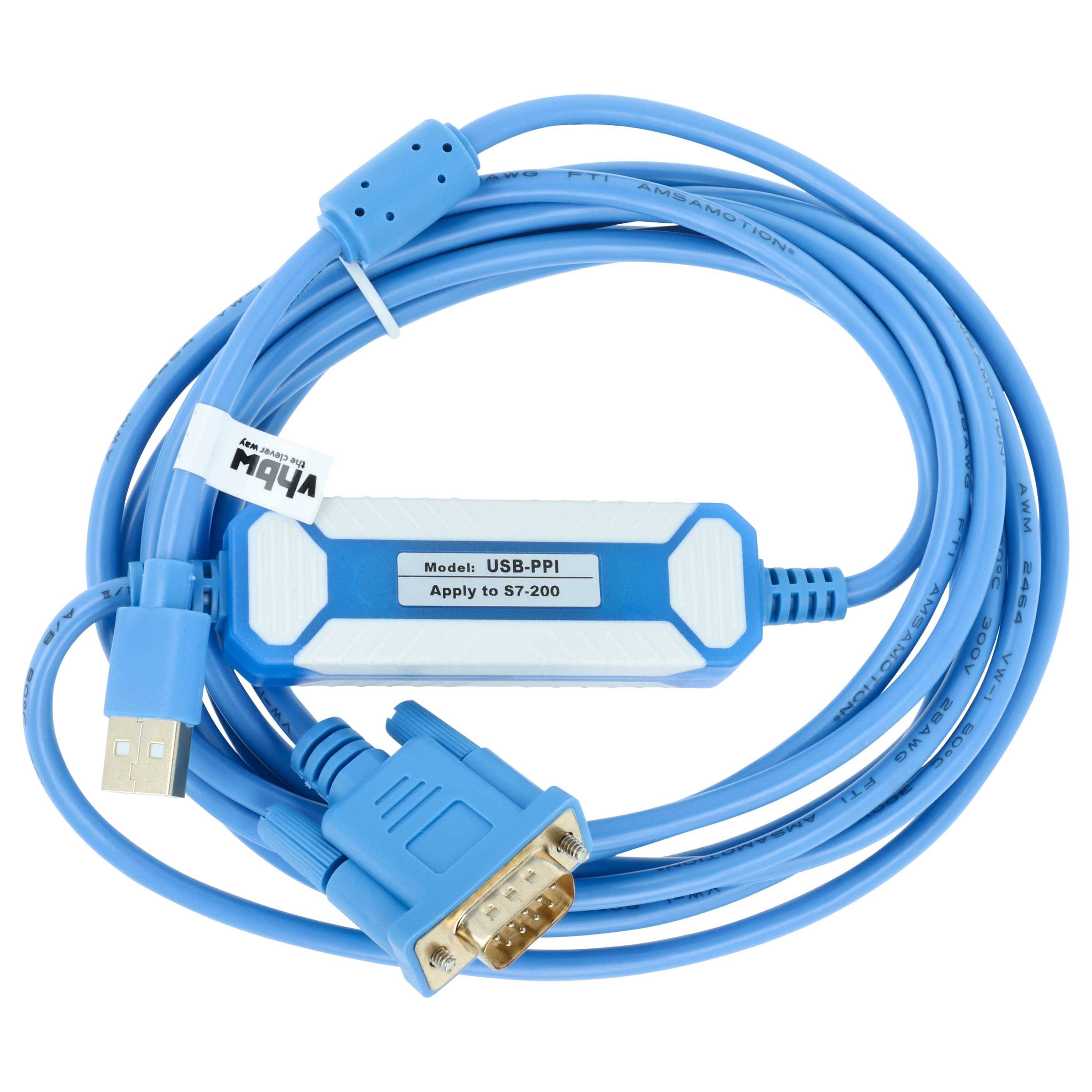 Blaues USB-Programmierkabel mit Steuermodul mit der Bezeichnung 