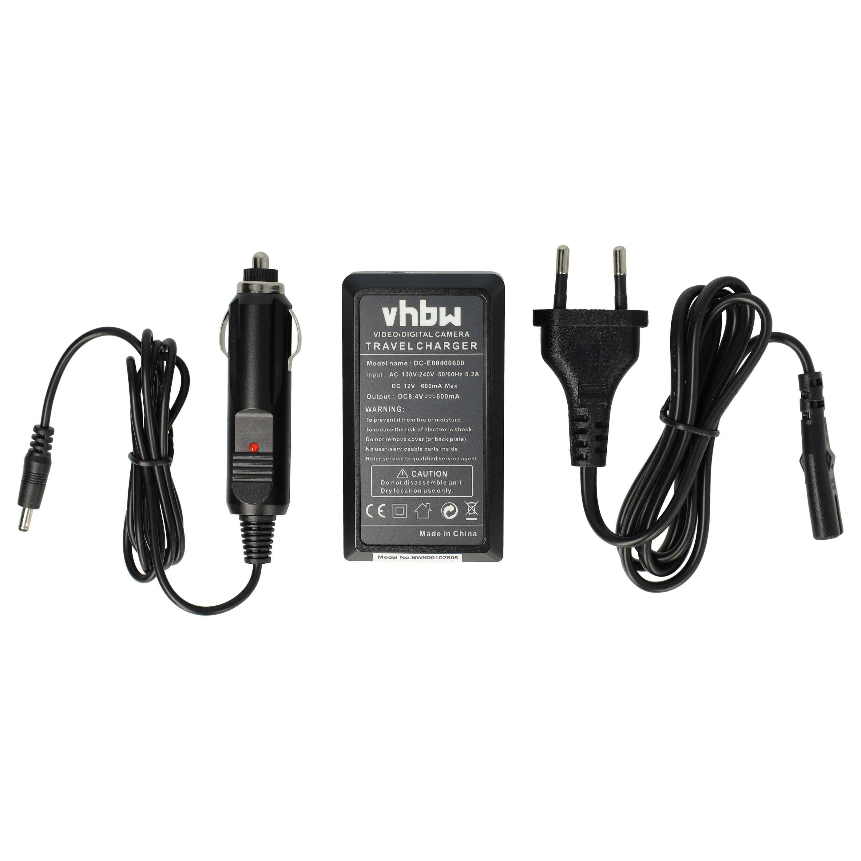 vhbw Ladegerät kompatibel mit Panasonic NV-GS500, NV-GS60, NV-GS80 Kamera Camcorder/Akku - Ladeschale, Kfz-Adapter, Ladestandsanzeige, 8,4 V