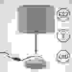B.K.Licht Stoff-Tischleuchte Grau E27 1-flammig Stoffschirm 20 cm 140 cm Kabelschalter ohne Leuchtmittel