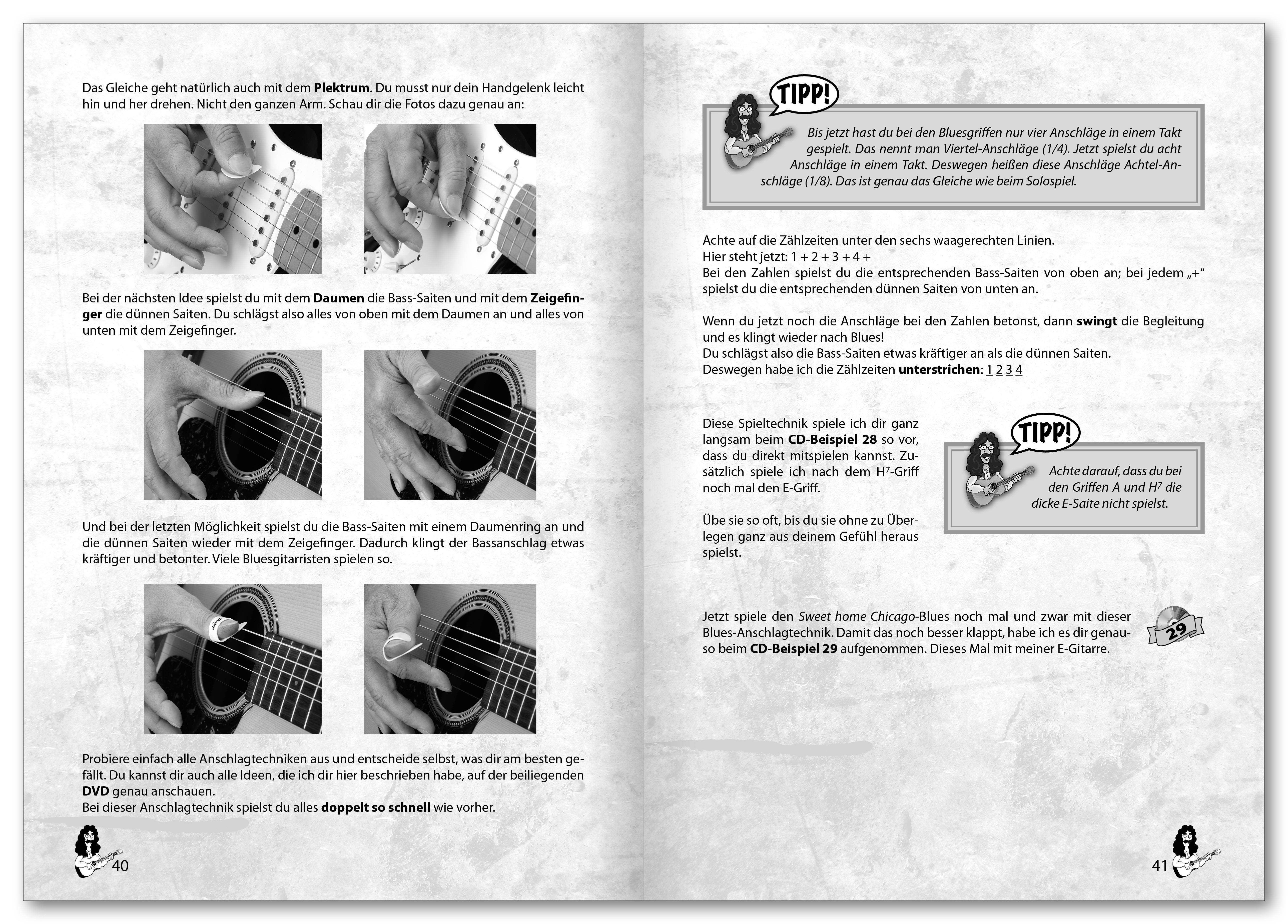 Peter Bursch's Blues-Gitarrenbuch, mit Audio-CD u. DVD Von null an, leichter geht es nicht! Ohne Noten! Alle Songs so einfach wie mögliche erklärt