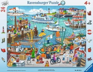 Ravensburger 06152 - Ein Tag am Hafen, Rahmenpuzzle, 24 Teile, Puzzle Rahmenpuzzle, 24 Teile