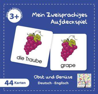 Mein Zweisprachiges Aufdeckspiel, Obst und Gemüse, Englisch (Kinderspiel) Deutsch-Englisch, Mein zweisprachiges Aufdeckspiel, 44 Karten, Sprachförde