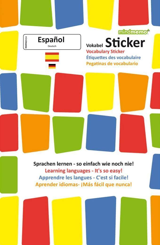 mindmemo Vokabel Sticker - Grundwortschatz Español / Deutsch - 280 Vokabel-Aufkleber Sprachen lernen - so einfach wie noch nie!. 3D Lernhilfe