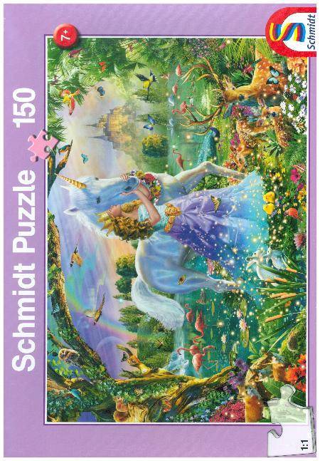 Prinzessin mit Einhorn und Schloss (Kinderpuzzle) Puzzle, 150 Teile, Maße: 43,5 x 29 cm