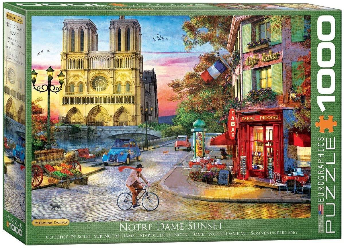 Eurographics 6000-5530 - Dominic Davison, Notre Dame Sunse, Puzzle, 1000 Teile Notre Dame mit Sonnenuntergang, Eurographics-Puzzle, 1000 Teile, Maße: