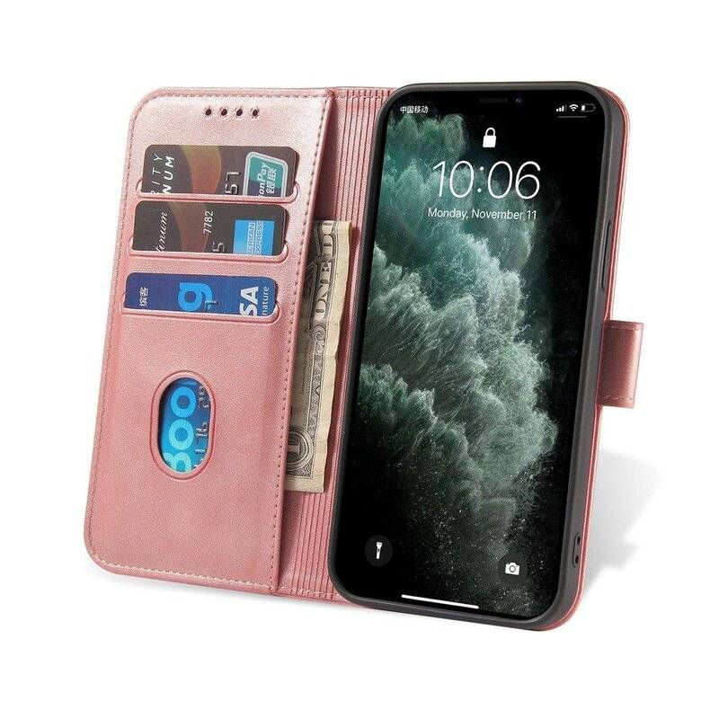 Premium Magnet Case Buch Tasche Schutzhülle aufklappbare Hülle Standfunktion Zubehör für iPhone 12 in Rosa