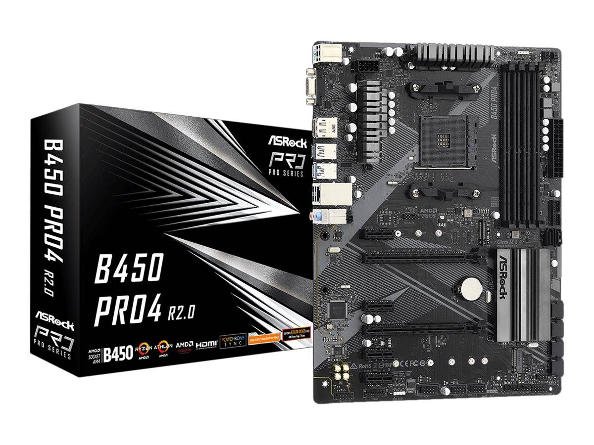 ASRock B450 Pro4 R2.0 - Motherboard - ATX - Socket AM4 - AMD B450 Chipsatz - USB-C Gen2, USB 3.2 Gen 1, USB 3.2 Gen 2 - Gigabit LAN