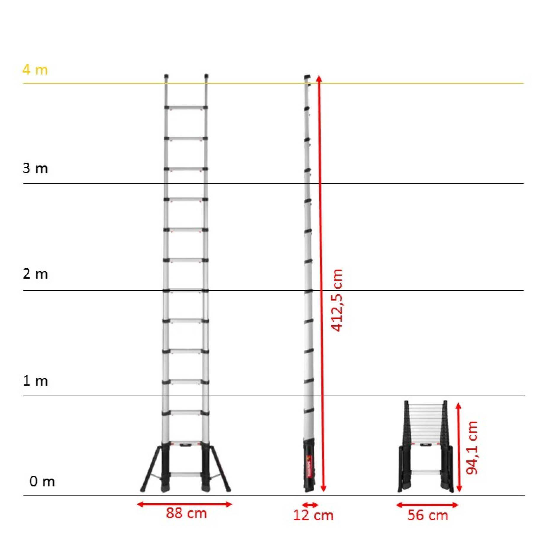Telesteps Prime Line 4,1 m mit Stabilisatoren, inkl. Wandhalterung