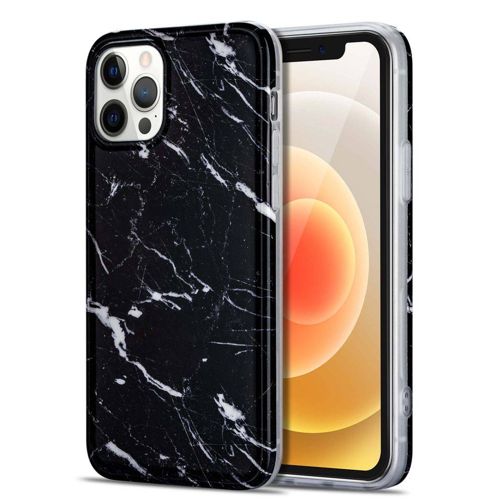 Für Apple iPhone 12 Mini Marble Silikon Case TPU Schutz Muster Tasche Hülle Cover Etuis Zubehör Schwarz