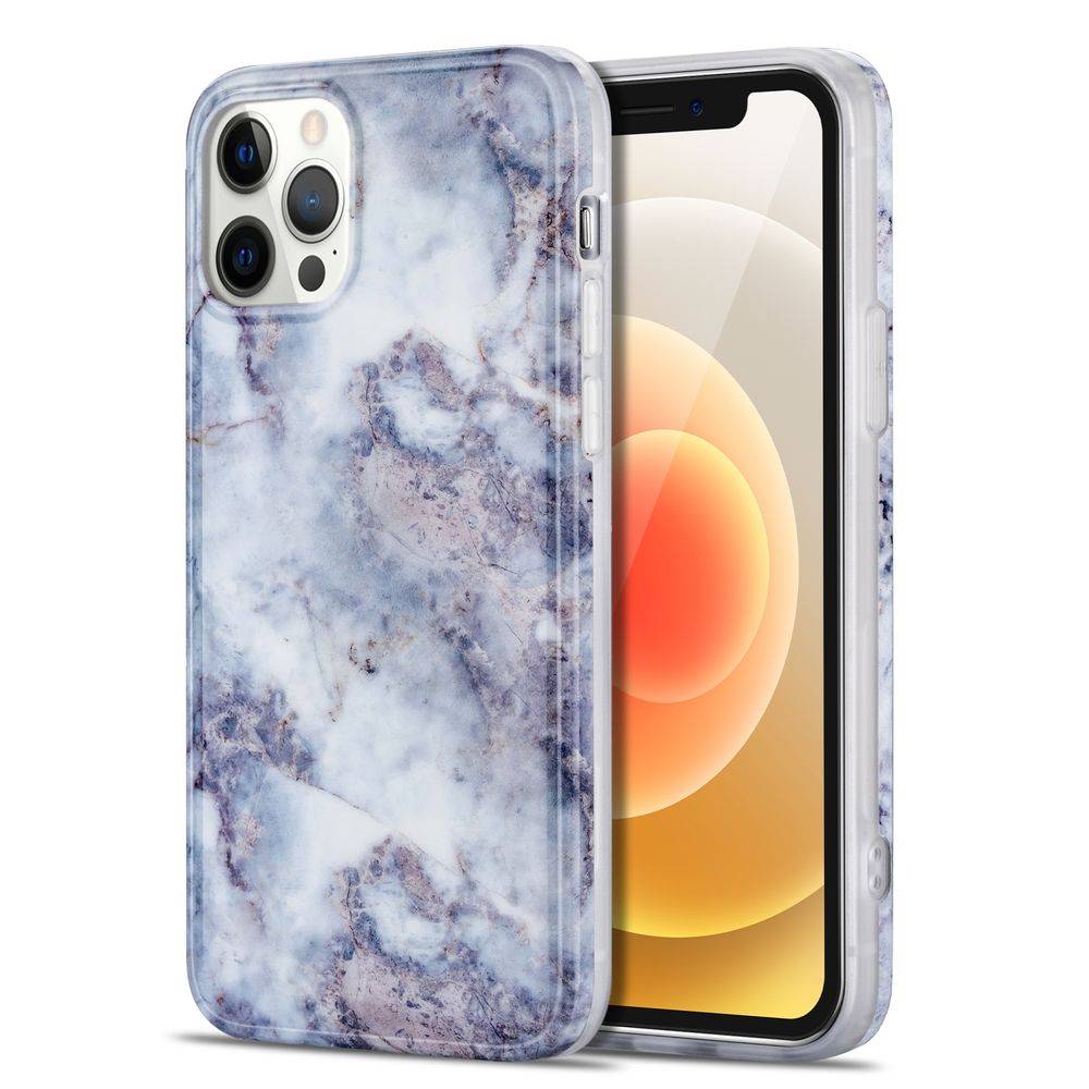 Für Apple iPhone 12 Mini Marble Silikon Case TPU Schutz Muster Tasche Hülle Cover Etuis Zubehör Hell Grau