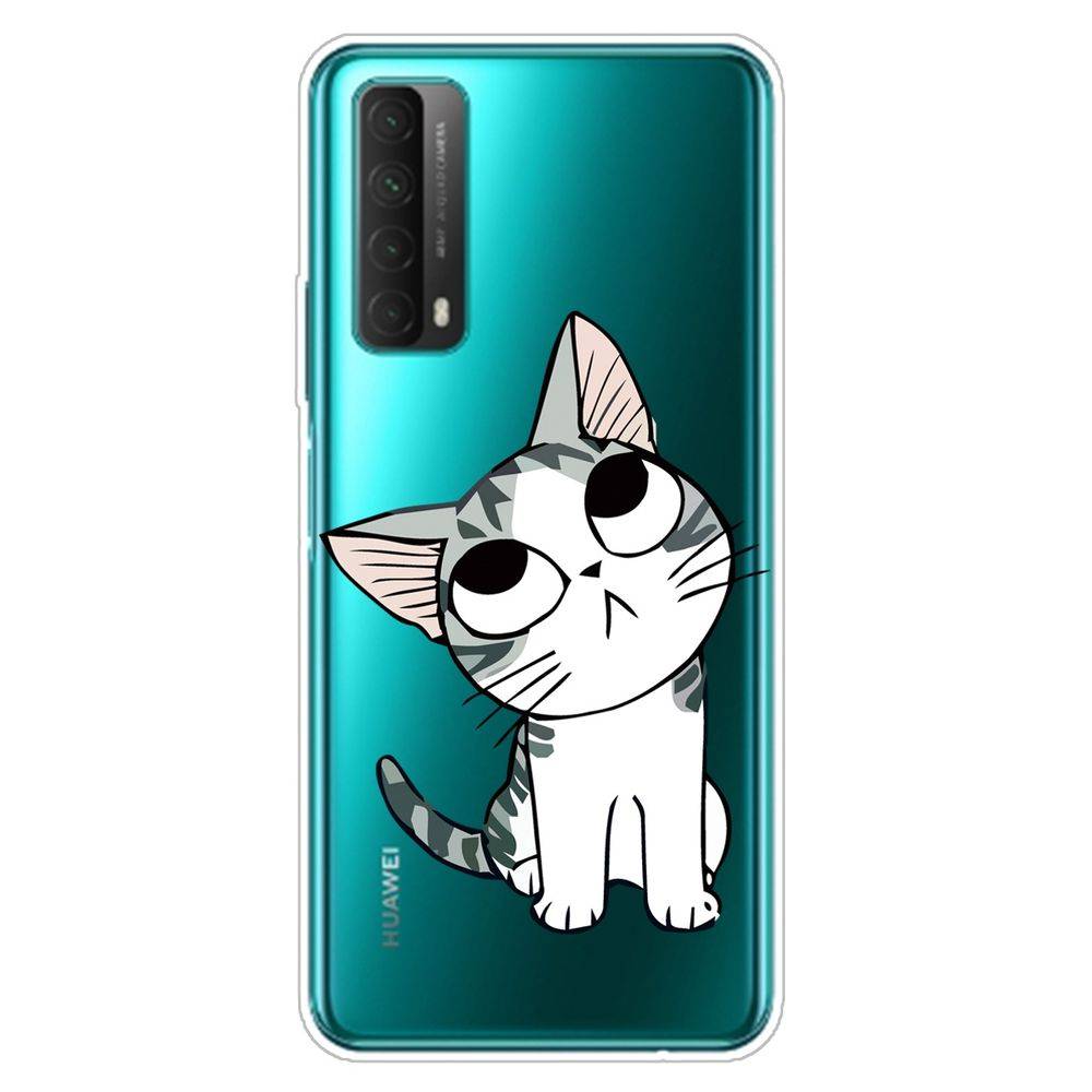 Für Huawei P Smart 2021 Silikon Case TPU Motiv Katze Schutz Muster Tasche Hülle Cover Etuis Zubehör Transparent