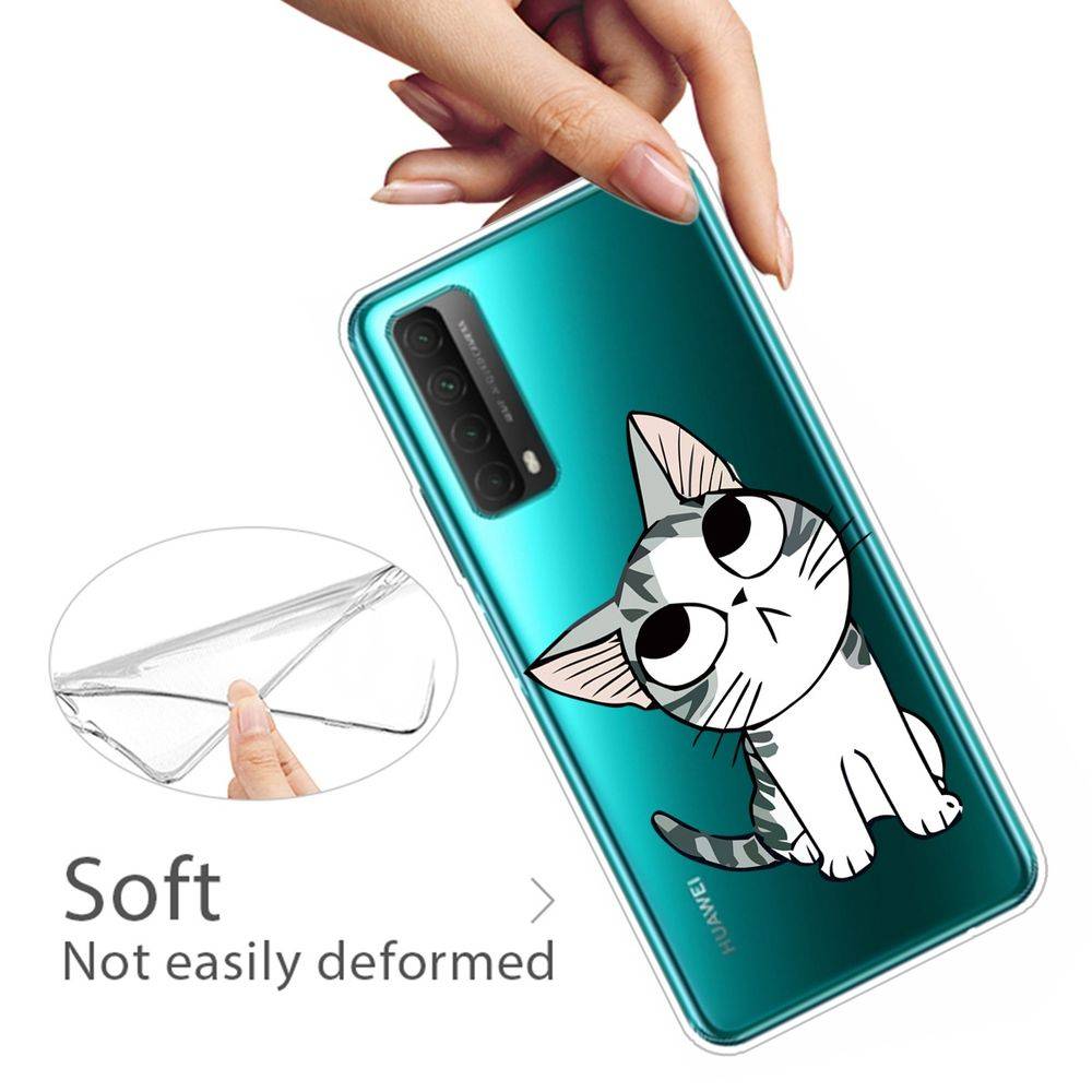 Für Huawei P Smart 2021 Silikon Case TPU Motiv Katze Schutz Muster Tasche Hülle Cover Etuis Zubehör Transparent