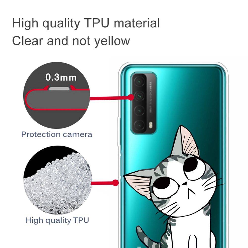 Für Huawei P Smart 2021 Silikon Case TPU Motiv Katze Schutz Muster Tasche Hülle Cover Etuis Zubehör Transparent