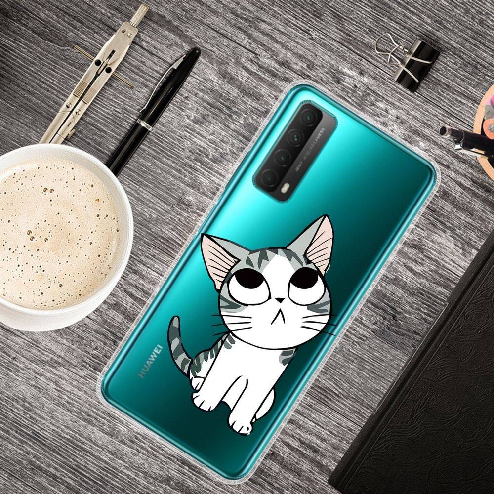 Für Huawei P Smart 2021 Silikon Case TPU Motiv Katze Schutz Muster Tasche Hülle Cover Etuis Zubehör Transparent
