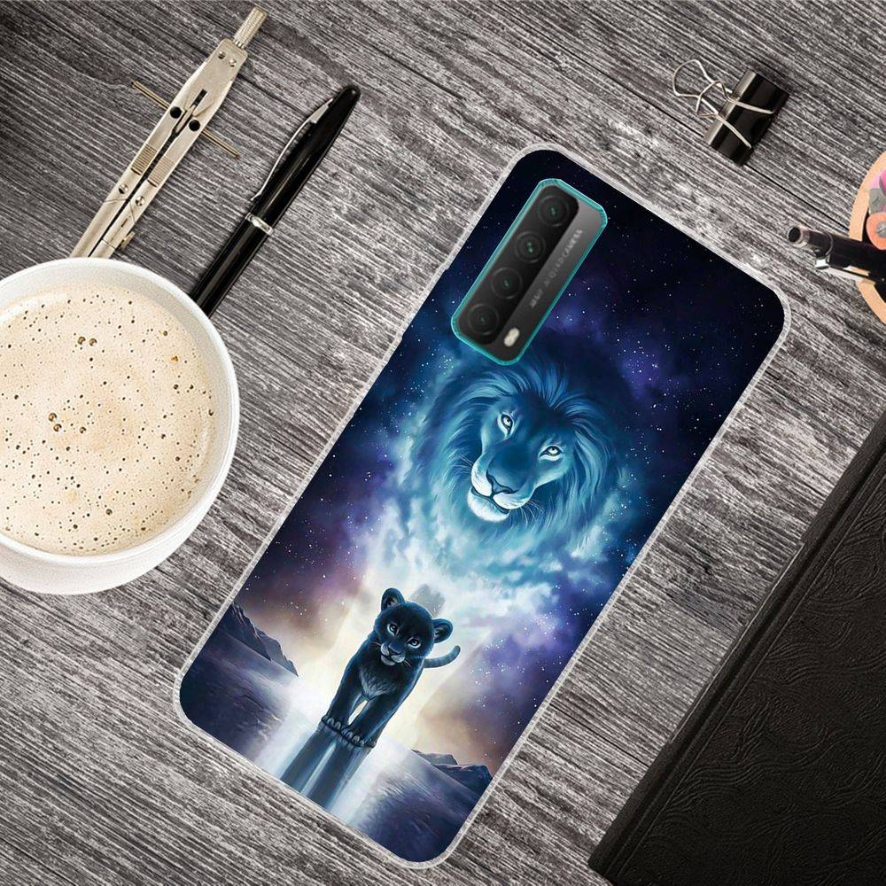 Für Huawei P Smart 2021 Silikon Case TPU Motiv Lion King Schutz Muster Hülle Cover Etuis Zubehör Transparent