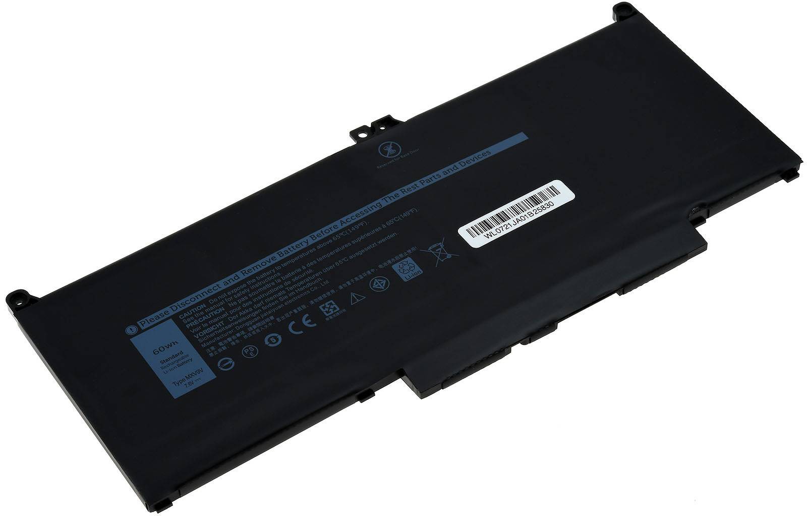 Powery Akku für Laptop Dell Latitude 13 7300(N050L7300-D1726FCN), 7,6V, Li-Polymer