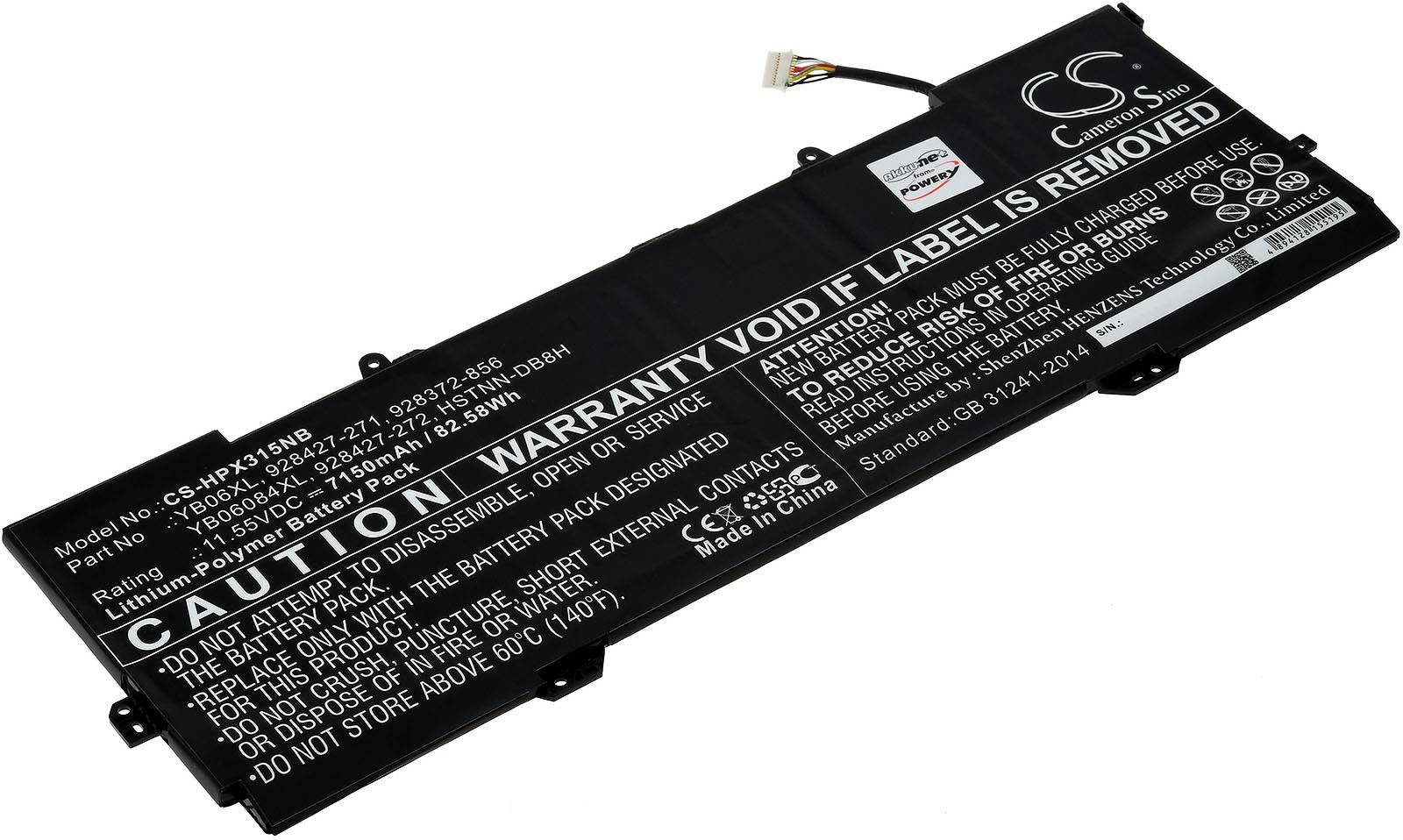 Powery Akku für Laptop HP Spectre X360 15-CH000NA, 11,55V, Li-Polymer