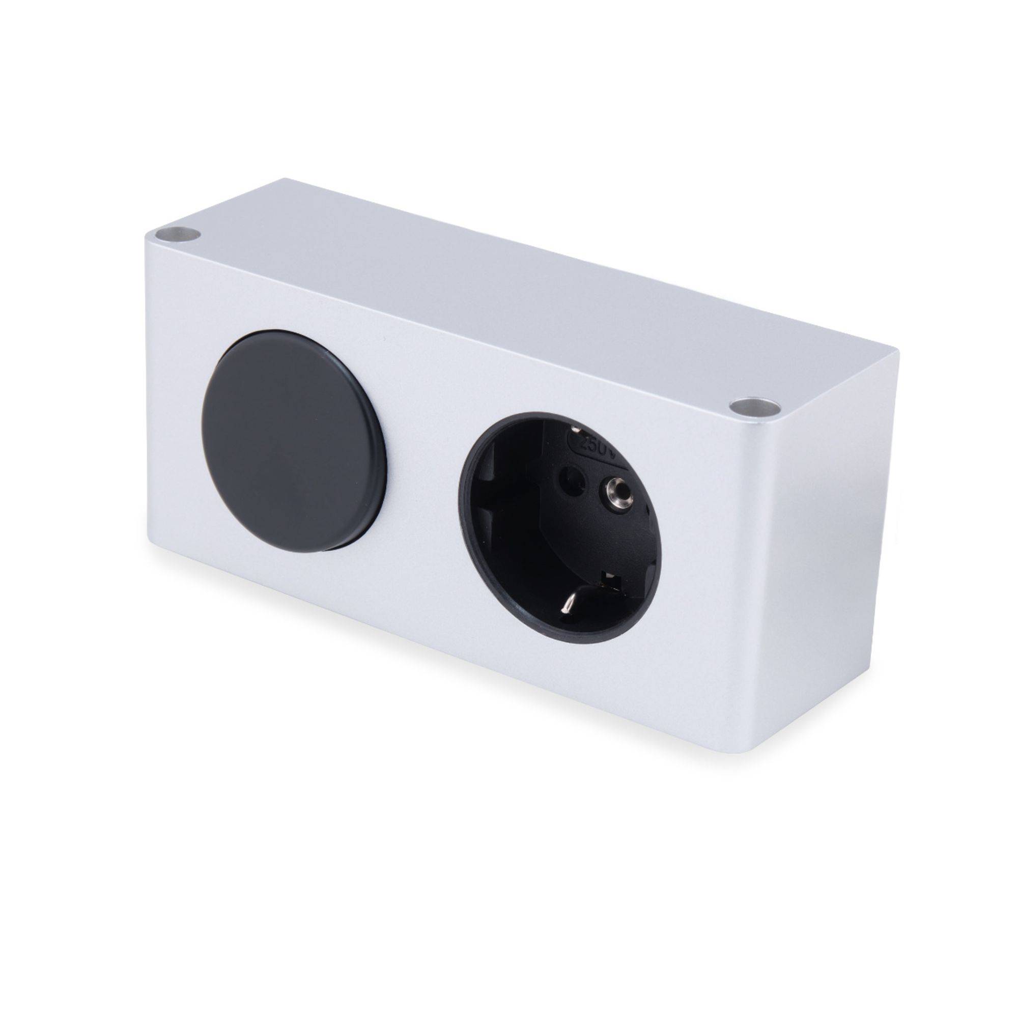 kalb | 12W LED-Netzteil 12V DC zum Einbau in Möbel mit 230V Steckdose und Schalter, Kombibox, Powerbox, LED-Trafo, Silbergrau